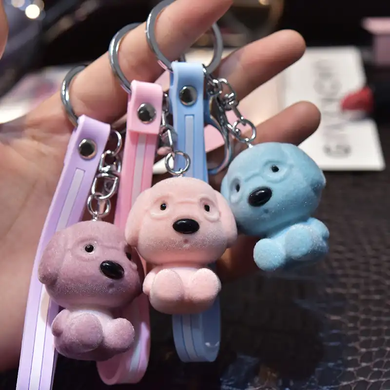 Flocking dog keychain