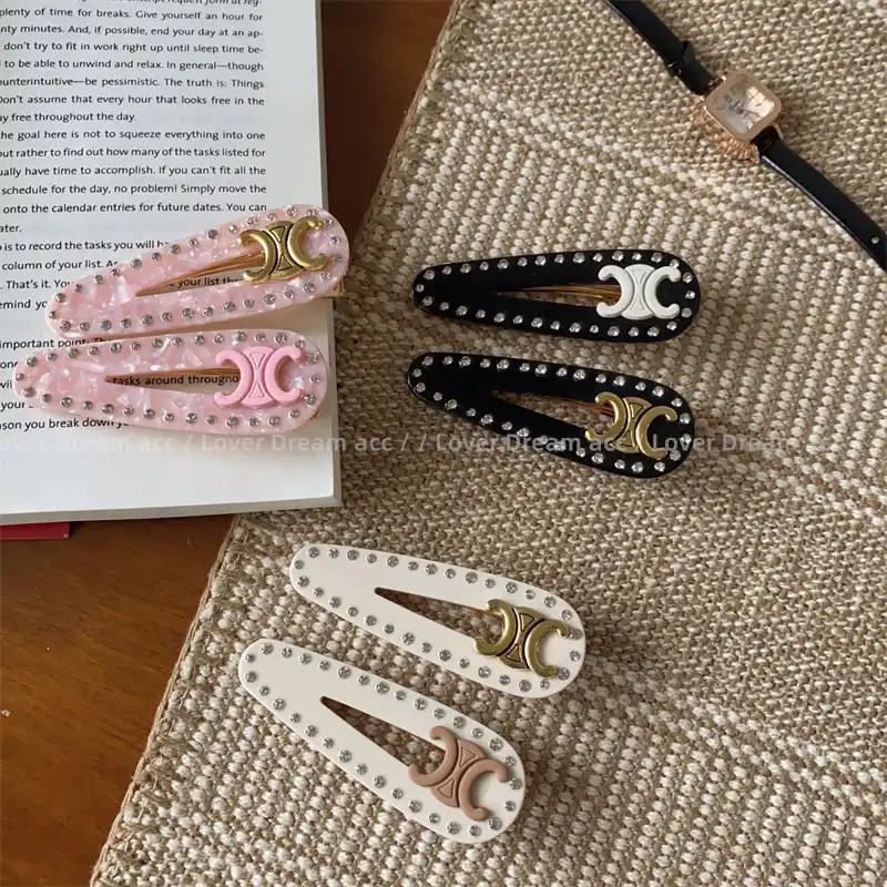 Korean Metal Letter Rhinestone Acetate Hollow Duckbill Clip Hair Accessories