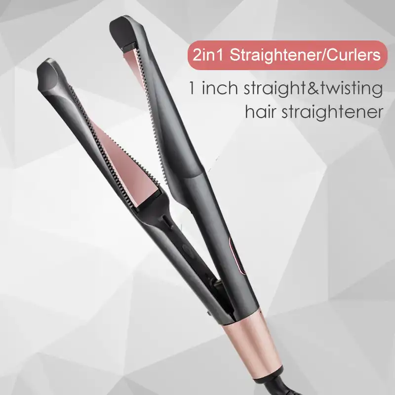 Twisted hair straightener 2in1 curling straight dual purpose curling iron