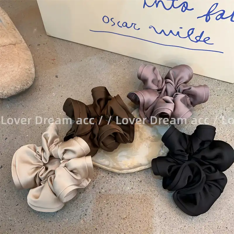 Korean style mercerized satin pleated fabric flower hair tie hair accessories