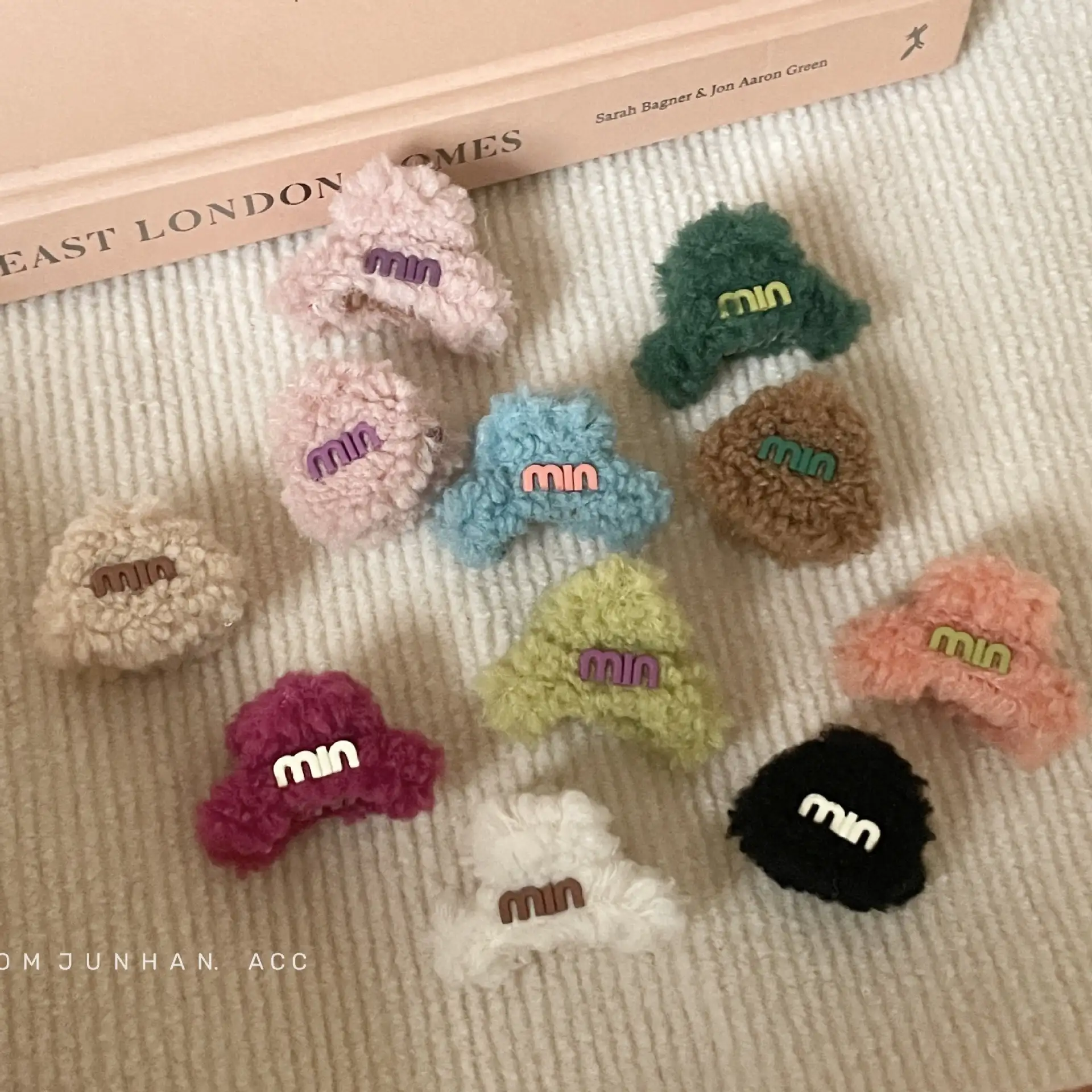 Cute small plush fur clip letter clip headdress bangs clip