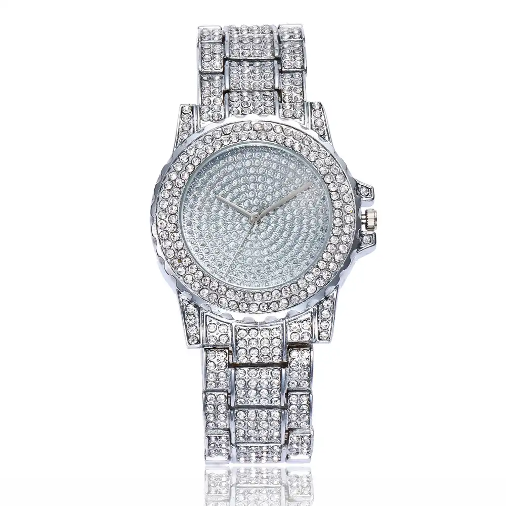 Gypsophila Full Diamond Watch Women's Alloy Steel Band Quartz Watch