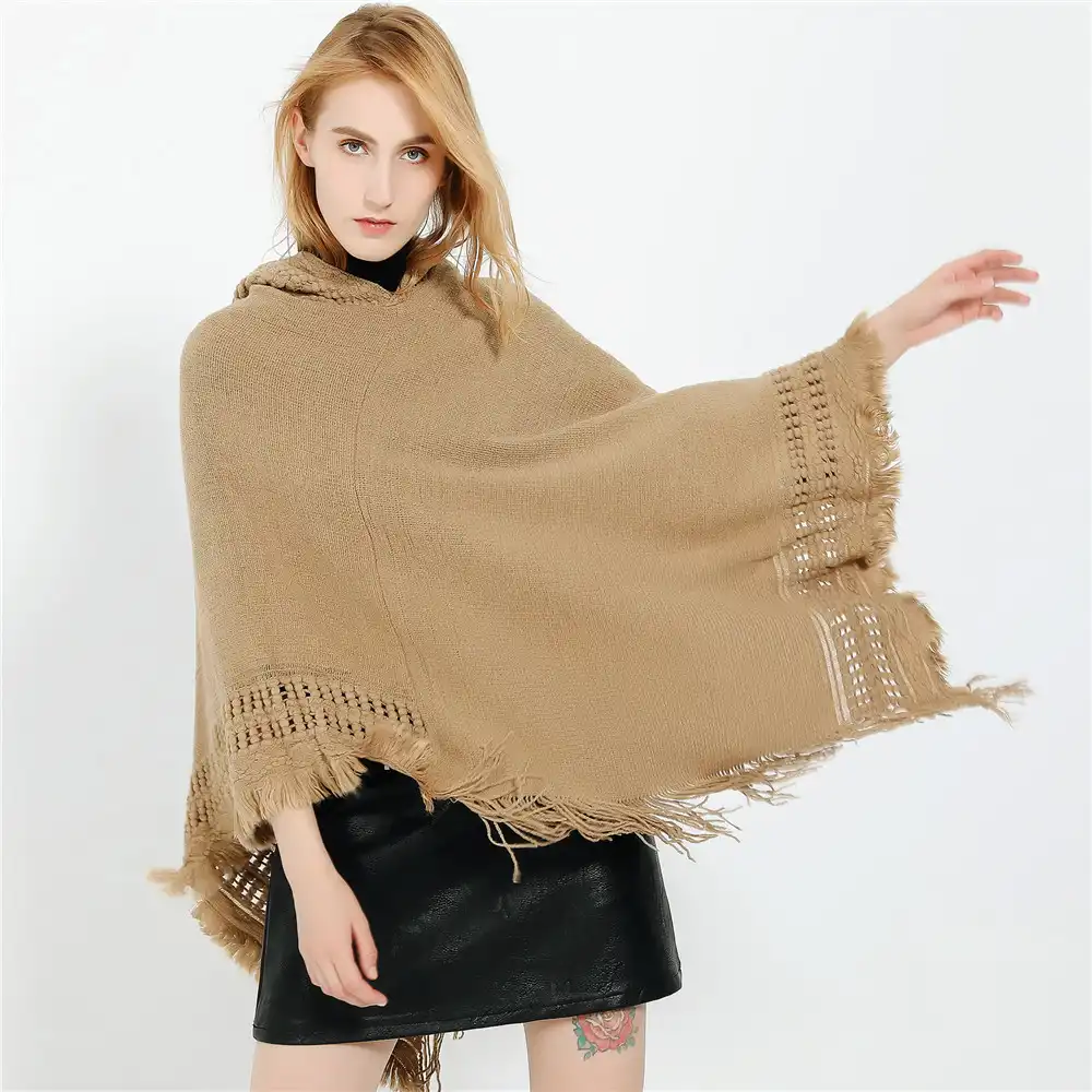 Fashionable solid color simple knotted tassel headband hood imitation cashmere shawl