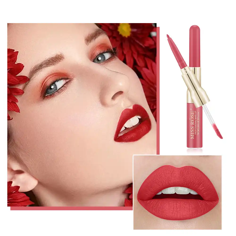 Double-ended lip gloss lip liner matte waterproof lip glaze