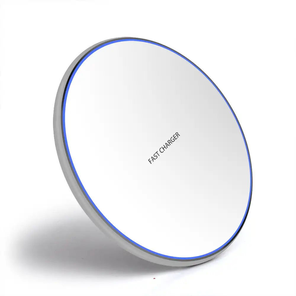 10W Smart QI wireless charger Metal simple round desktop mobile phone fast charging wireless charging