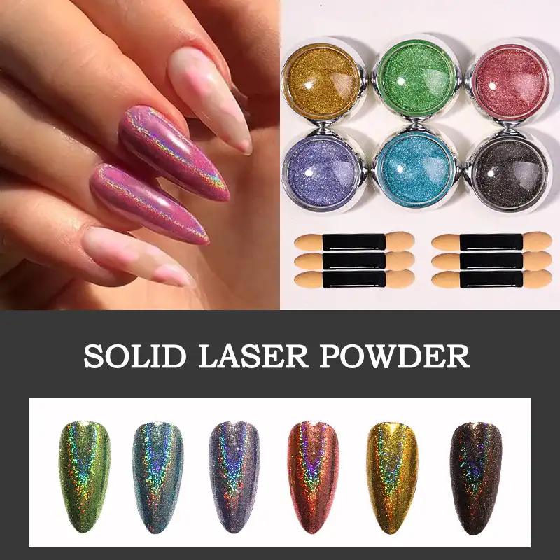 Solid Super Bright Laser Mirror Silver Superfine Electroplated Titanium Glitter 6 Color Set