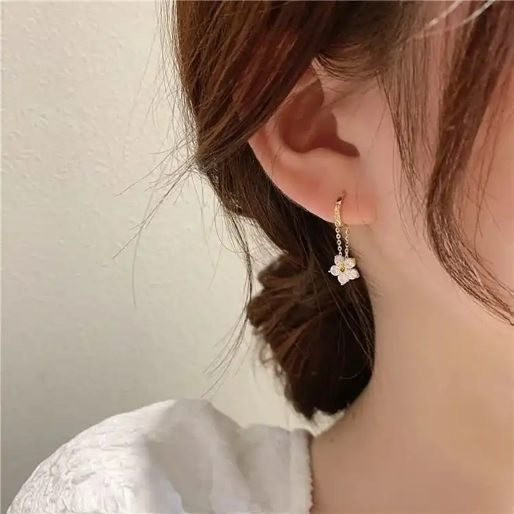 Chain Tassel Fairy Flower Earrings