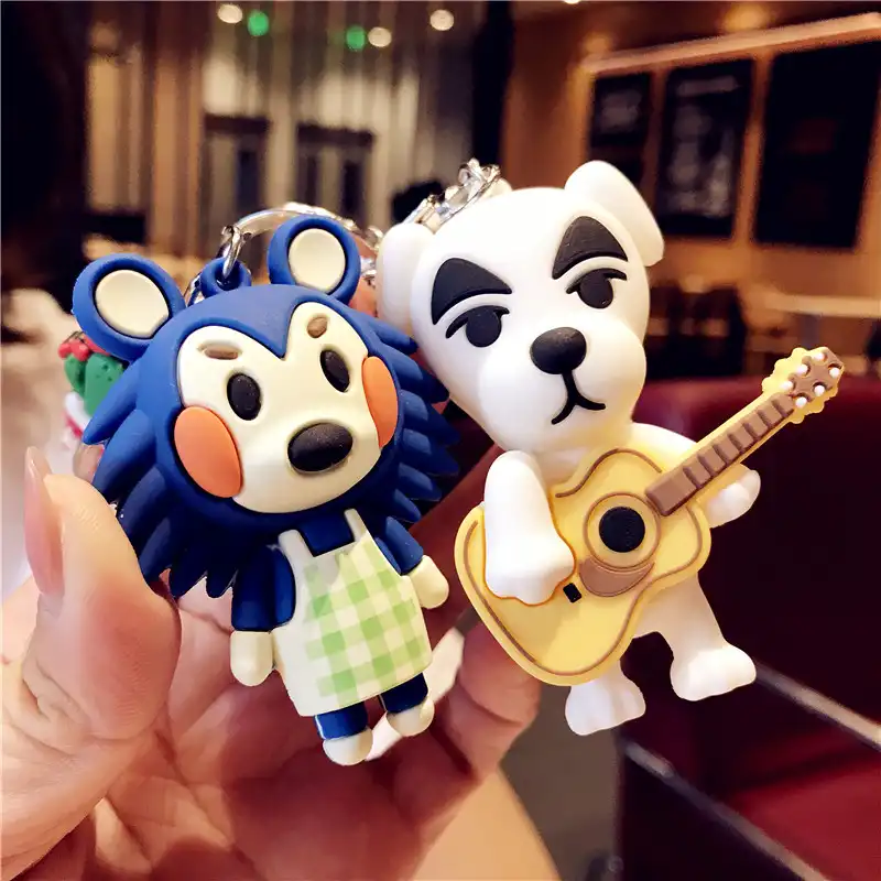 Puppy figurine pendant keychain playing guitar