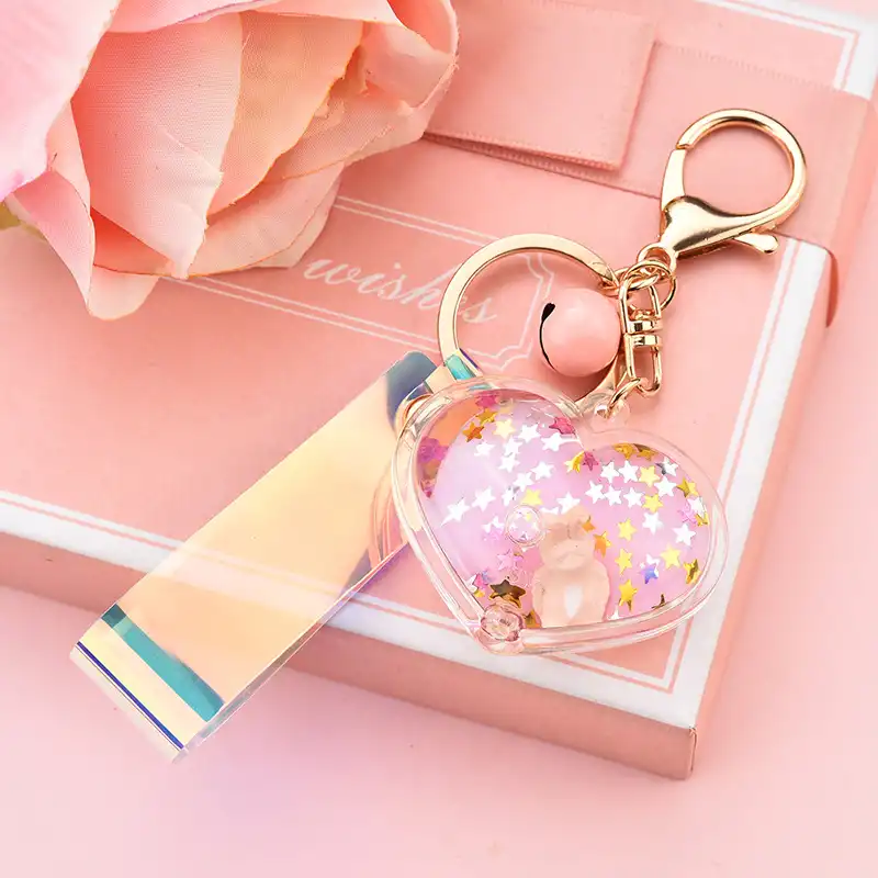 Floating doll keychain liquid quicksand into oil love accessories