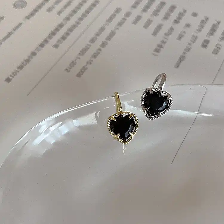 French retro zircon heart ear bone clip simple and versatile earrings without ear piercing