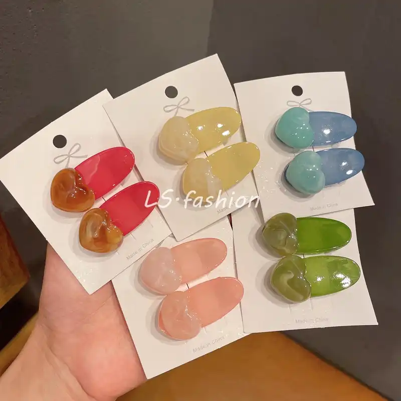 Love hair clip temperament bangs clip candy color edge clip acrylic duckbill clip hair accessories