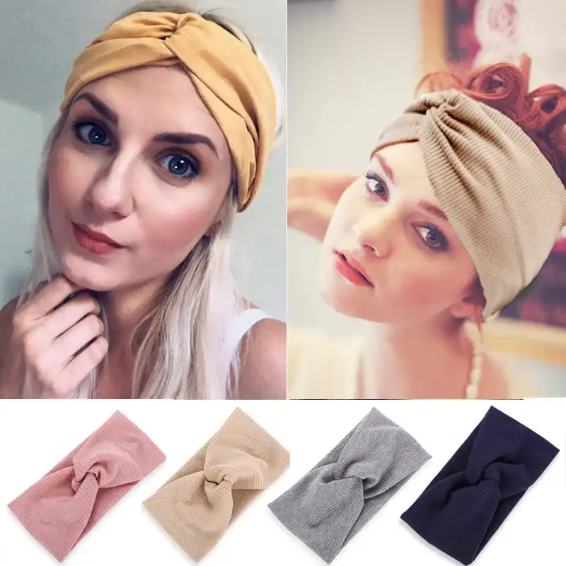 Threaded Cotton Cross Headband Yoga Headband