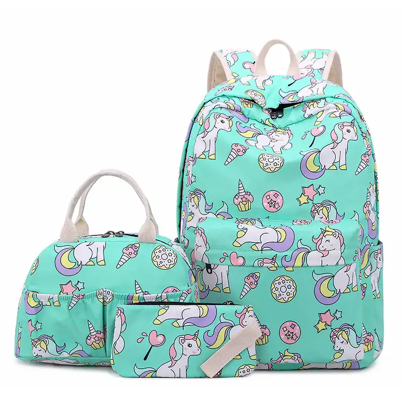 School bag cartoon thermal insulation aluminum lunch bag pencil case backpack three-piece set