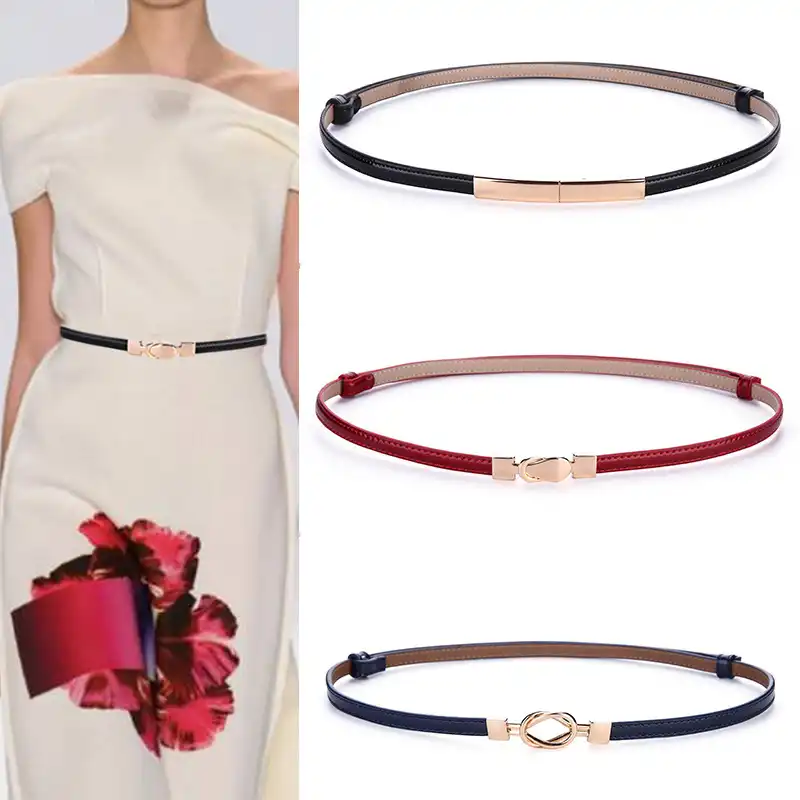 Korean women's genuine leather decorative thin belt accessories belt