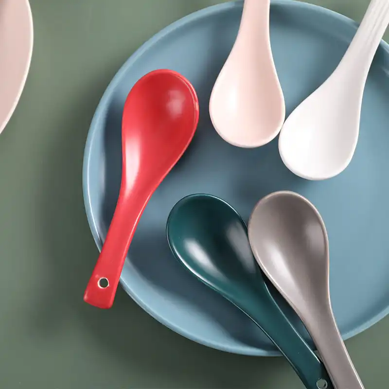 Ceramic soup soup small spoon household soup spoon large spoon