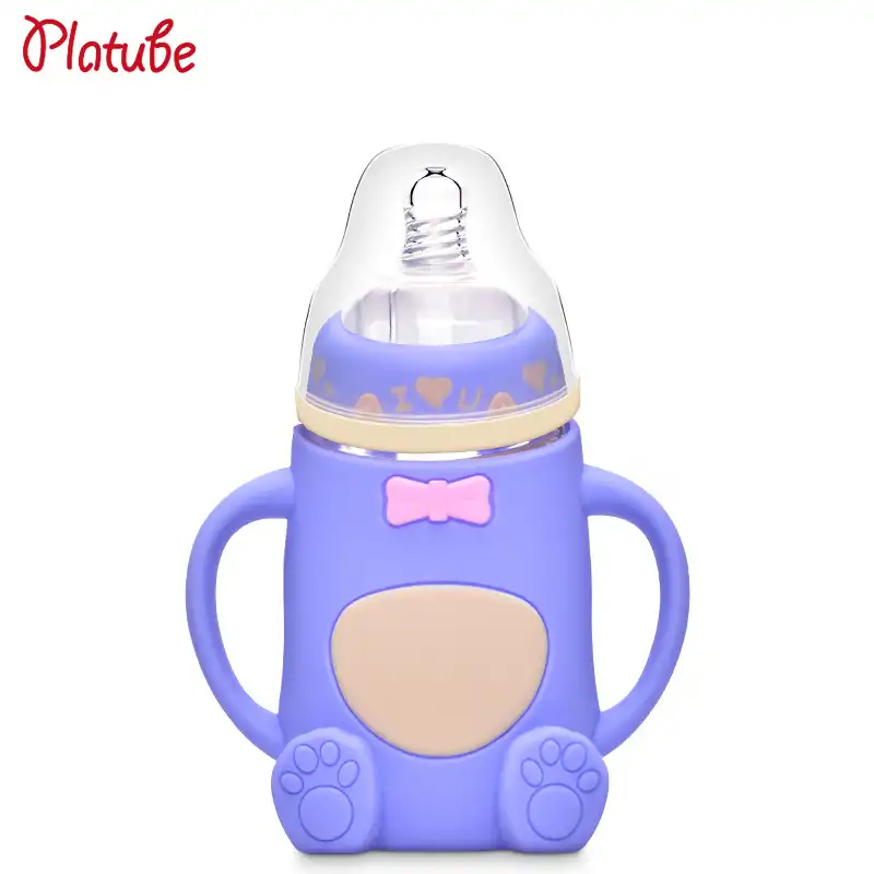 Newborn baby wide-caliber baby bottle anti-flatulence baby feeding glass bottle with handle