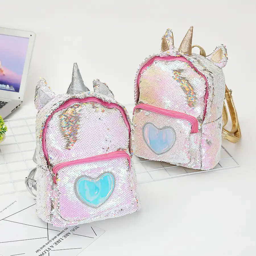 Sequined Unicorn Backpack Cartoon Cute Bookbag