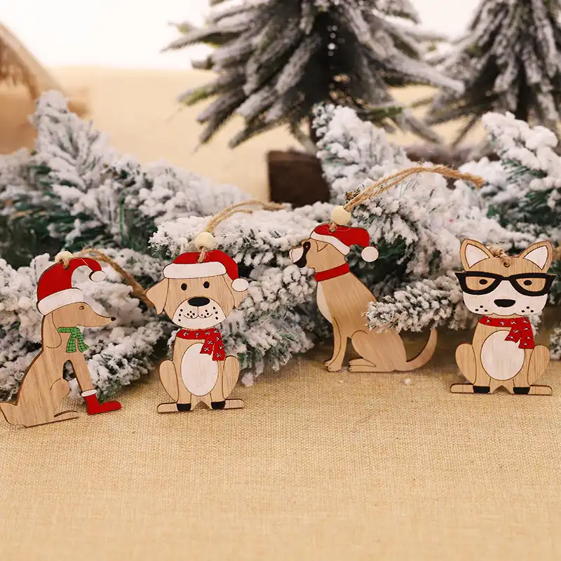 Wooden Christmas tree small animal car pendant home decoration gifts Christmas ornaments