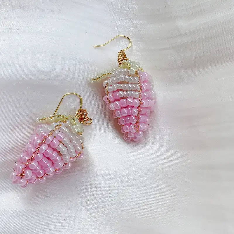 Beaded Braided Three-dimensional Strawberry Earrings Wholesale