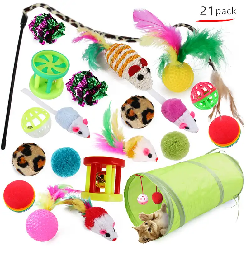 Pet Toys 21 Set Cat Channel Funny Cat Stick Supplies