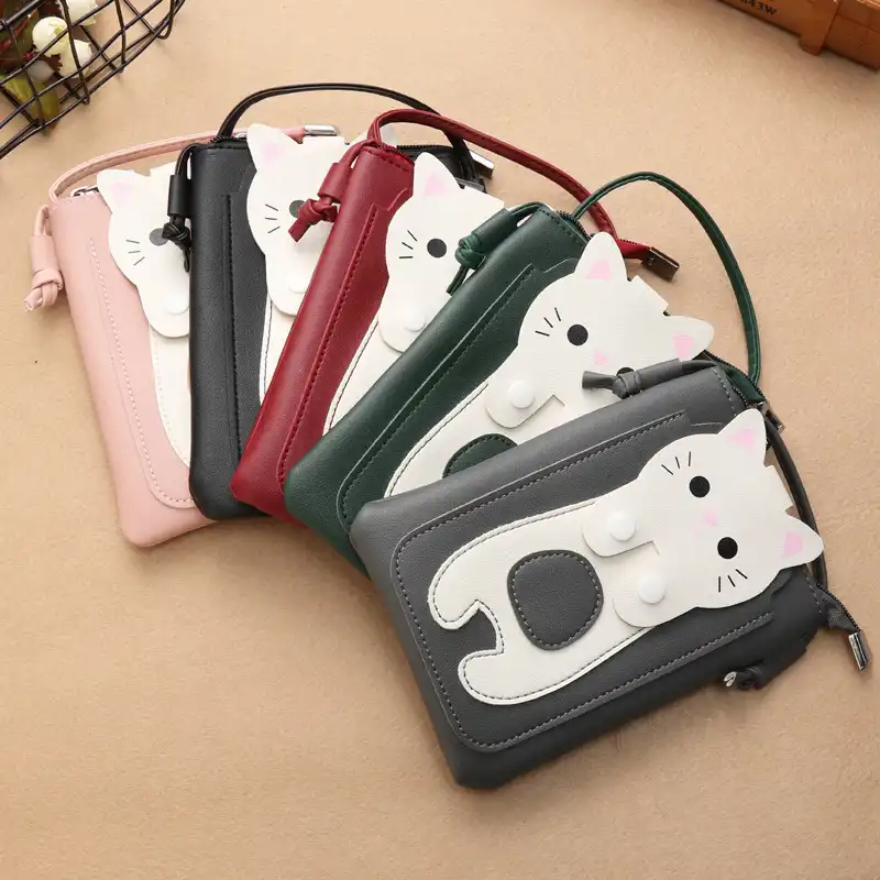 Ladies mobile phone bag diagonal cross bag cartoon coin purse multi-layer small backpack