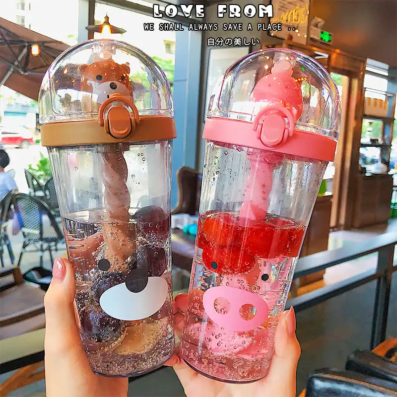 Cartoon stirring cup water cup creative straw cup