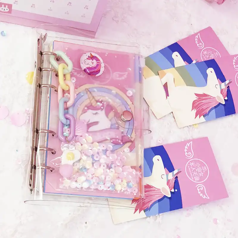 ins handbook pink unicorn loose-leaf handbook diary square travel notebook