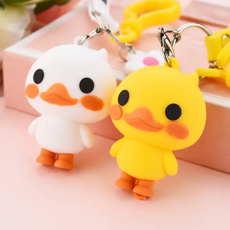 Cute little yellow duck panda doll keychain