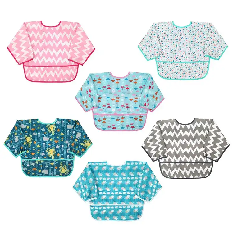 Baby gown waterproof children's gown anti-dressing children eating clothes long sleeves