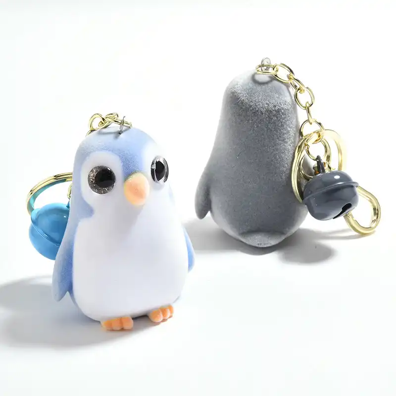 Cartoon flocking penguin doll keychain