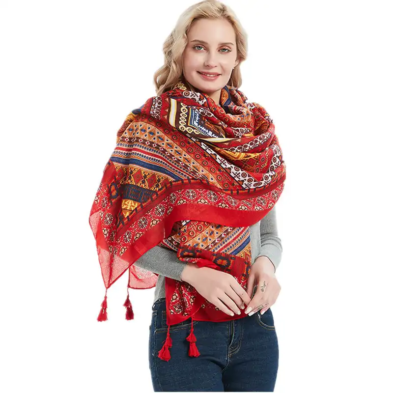 Spring and summer new national wind tourism shawl Bali yarn thin section scarf ladies