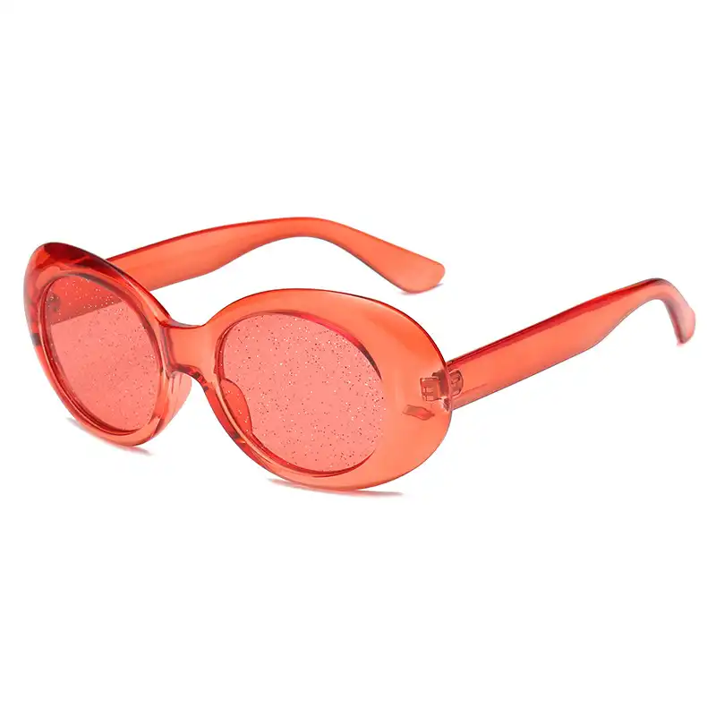 Transparent candy-colored oval sunglasses female colorful particle lenses fashion street shot sunglasses