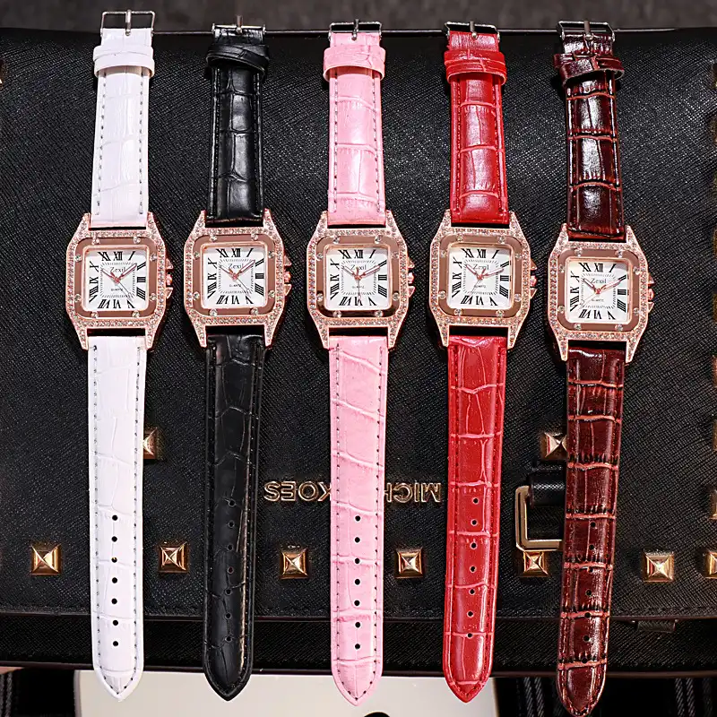 Korean version of high-end fashion square diamond ladies belt watch simple quartz female watch