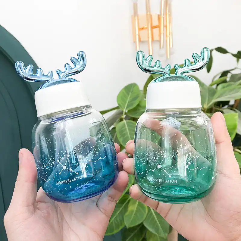 Gradient Antler Glass Christmas Drinking Glass bottle