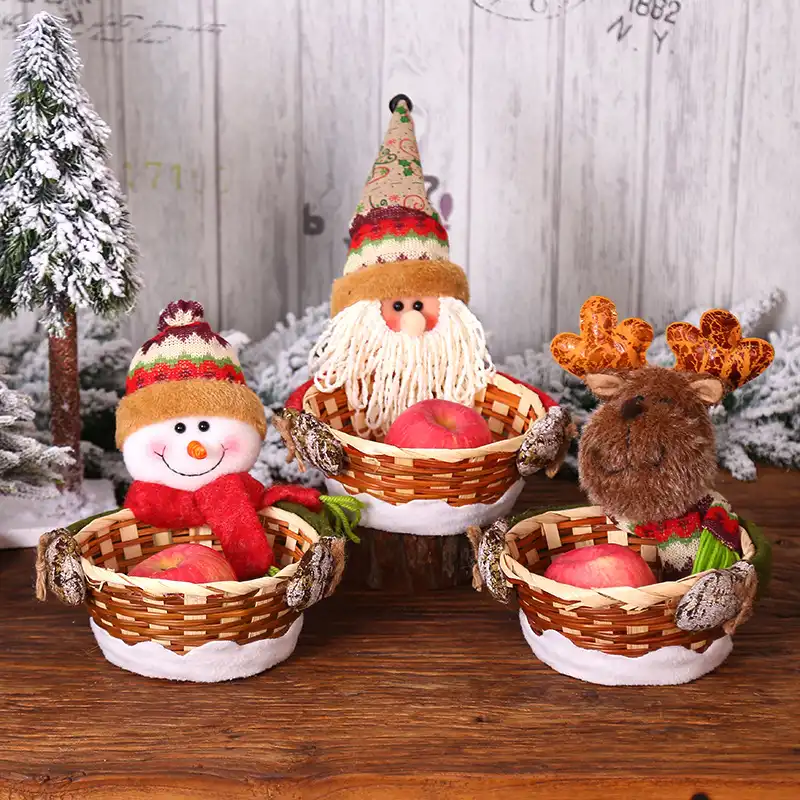 Christmas decoration supplies knitted cloth fruit basket Christmas candy basket apple bag