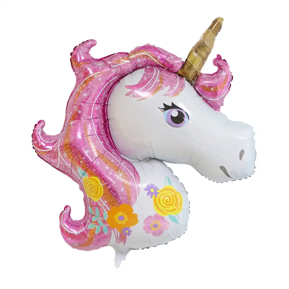 43 Inch Large Unicorn Balloon Aluminum Film Purple Birthday Party Decoration