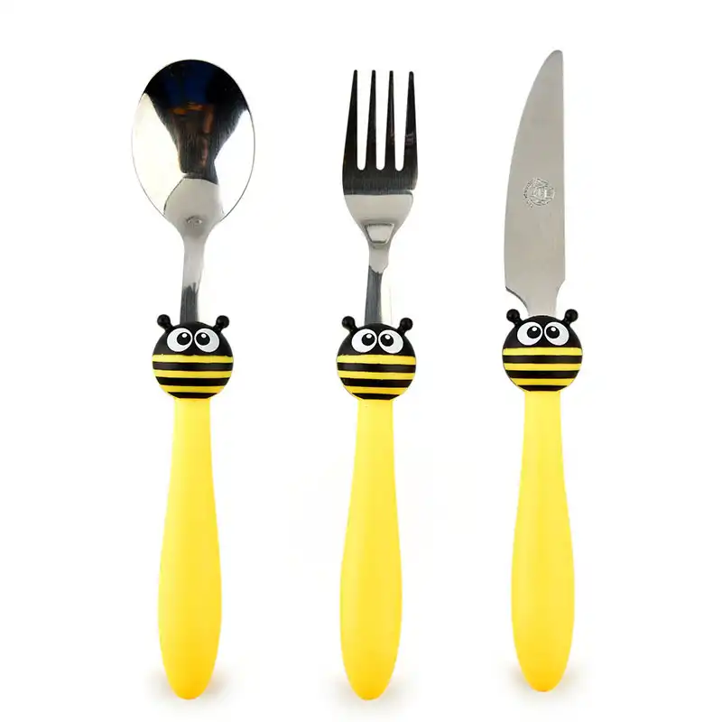 Cartoon animal tableware small insect stainless steel tableware creative knife and fork spoon set