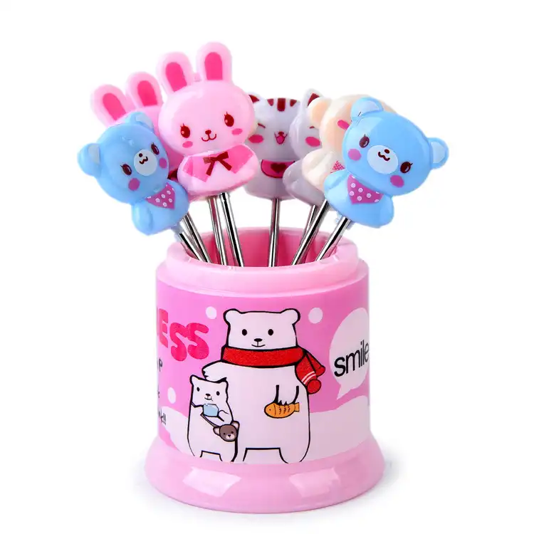 Cartoon animal rainbow fruit fork set stainless steel dessert