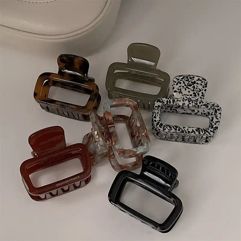 Korean version thickened acetic acid square hair clip  small ins hair catch shark clip