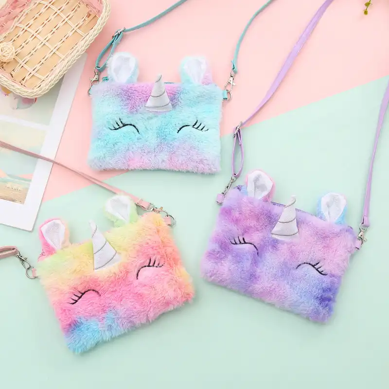 Unicorn plush shoulder bag children messenger bag coin purse