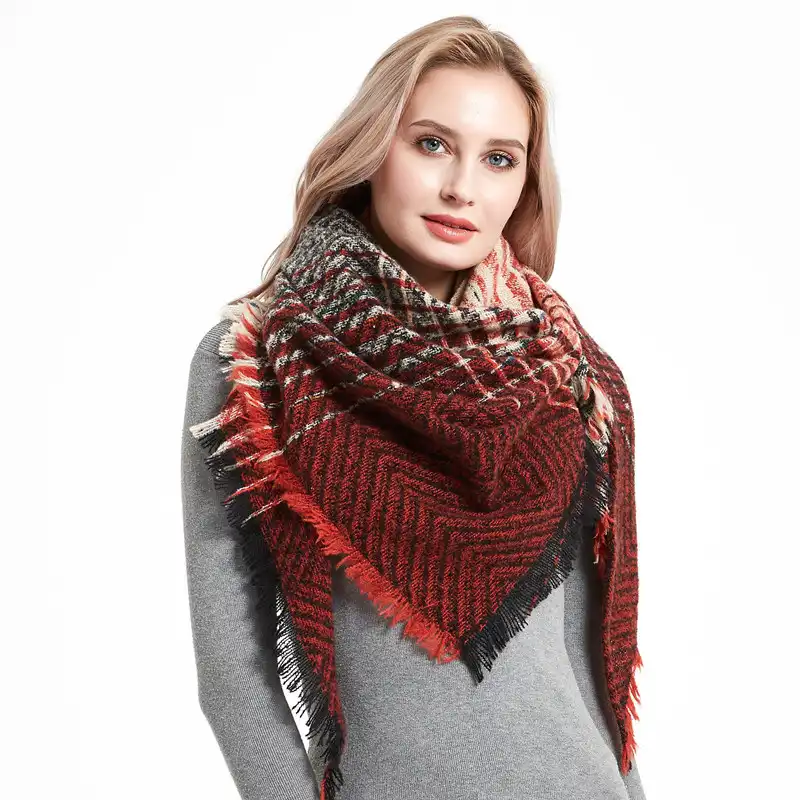 Herringbone small lattice bristle triangle scarf ladies shawl men scarf