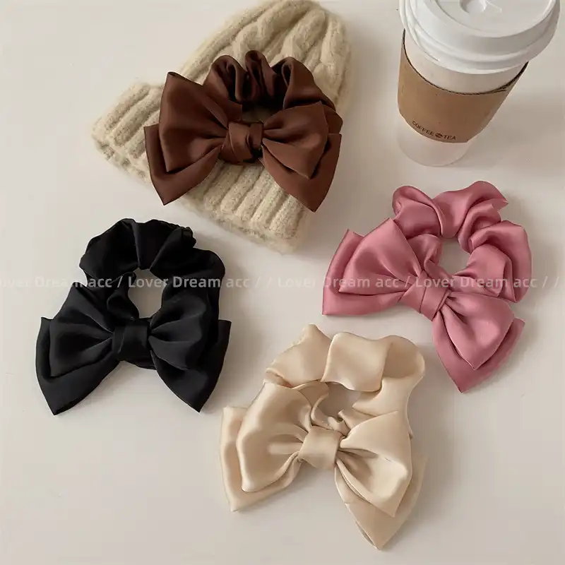 Korean style mercerized satin fabric bow hair tie hair accessories