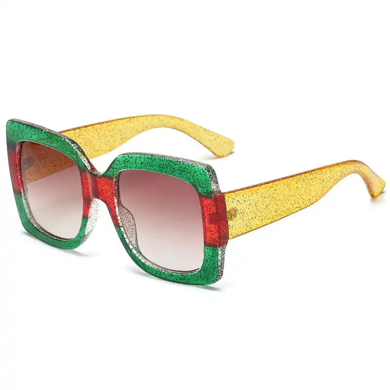 Fashionable Tricolor Frame Square Sunglasses Women's Color Crystal Trend Sunglasses