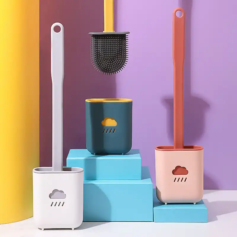 Hanging silicone toilet brush