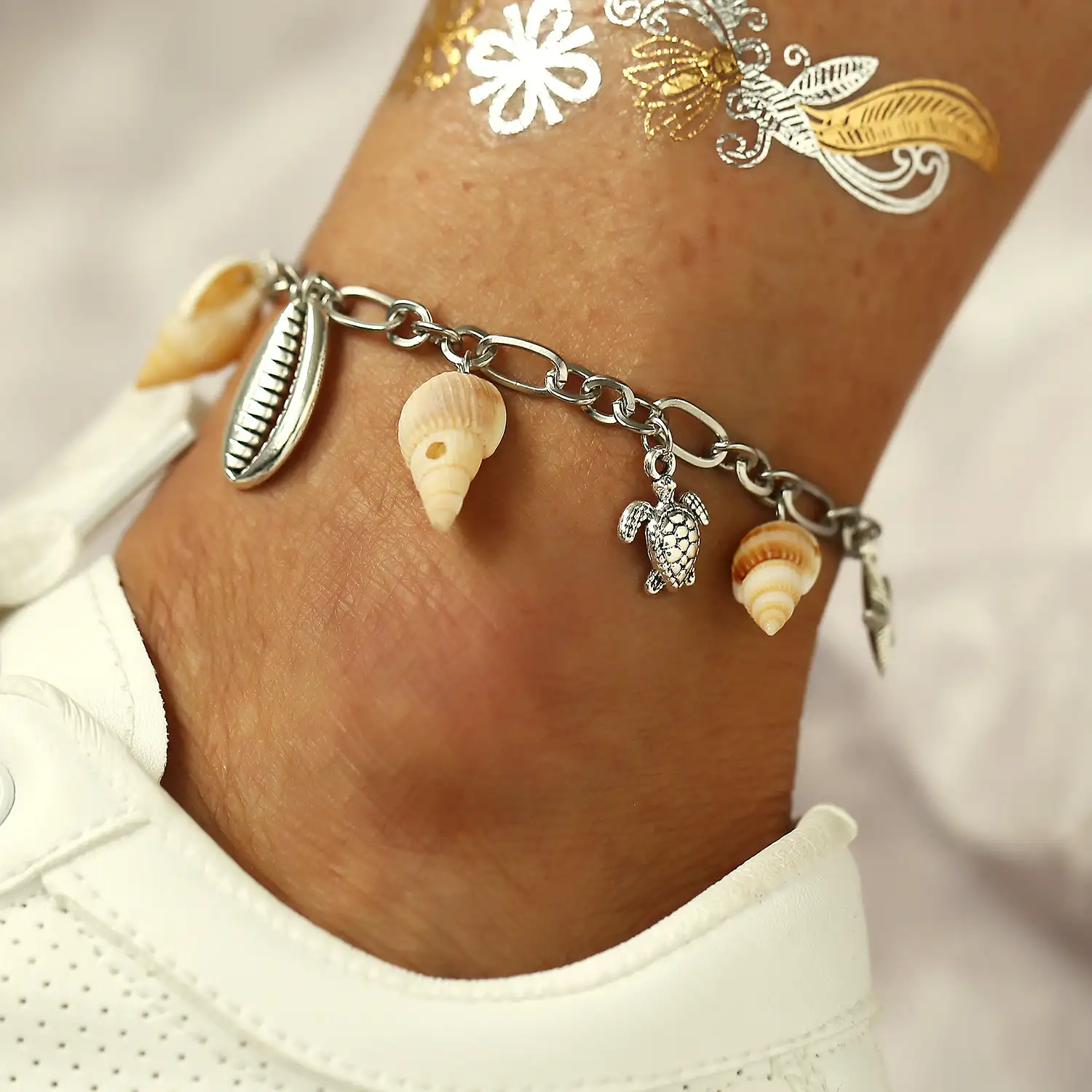 Creative Conch Metal Shell Pendant Turtle Anklet