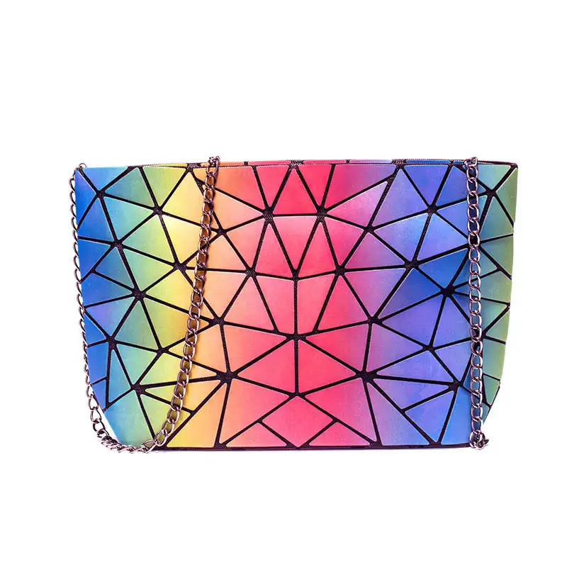 Geometric chain small square bag rainbow folding crossbody bag