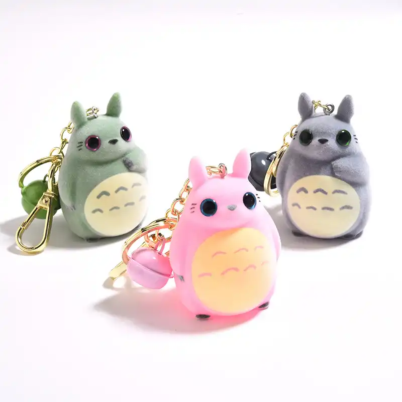 Flocking Miyazaki Totoro Cartoon Doll Keychain