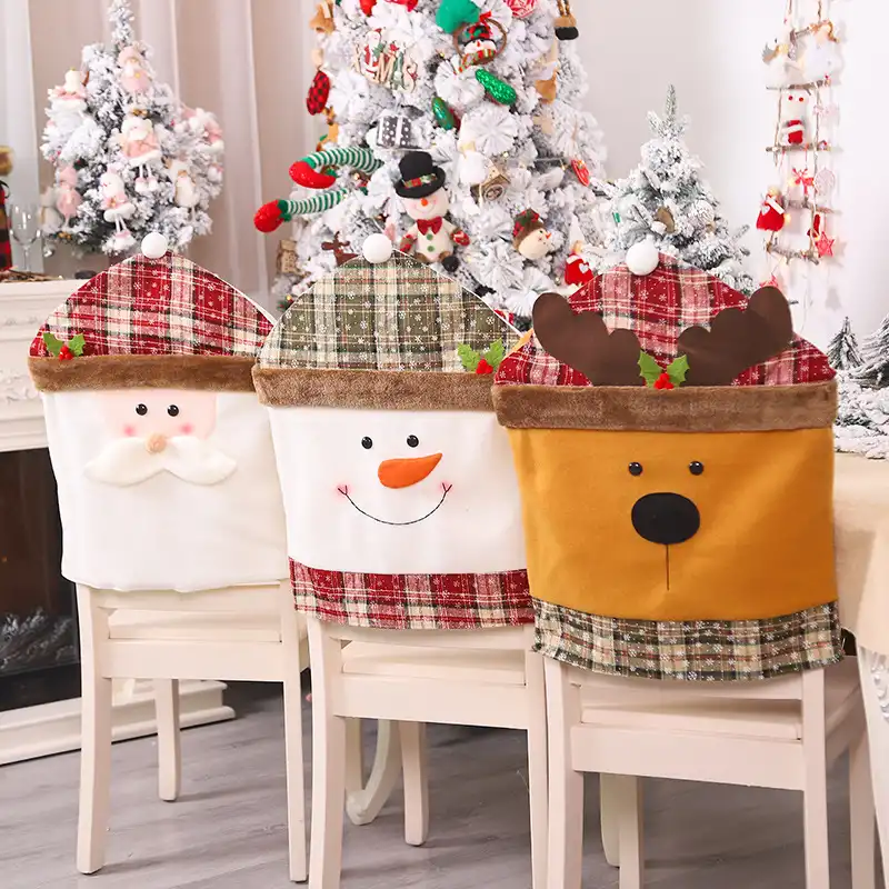 Christmas decorations Christmas cartoon chair cover creative old man snowman elk Zhuo chair cover