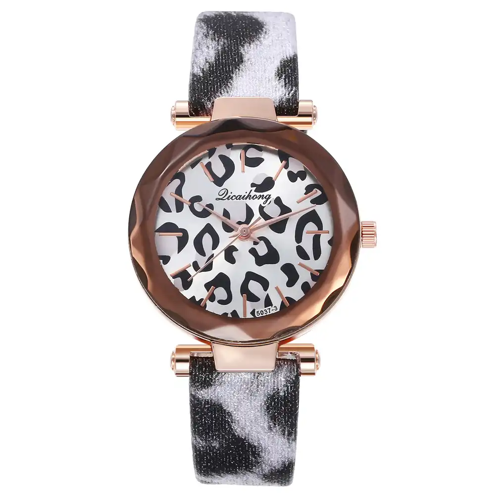 Fashionable Women's Leopard Leather Belt Watch Personalized Dial Quartz Watch