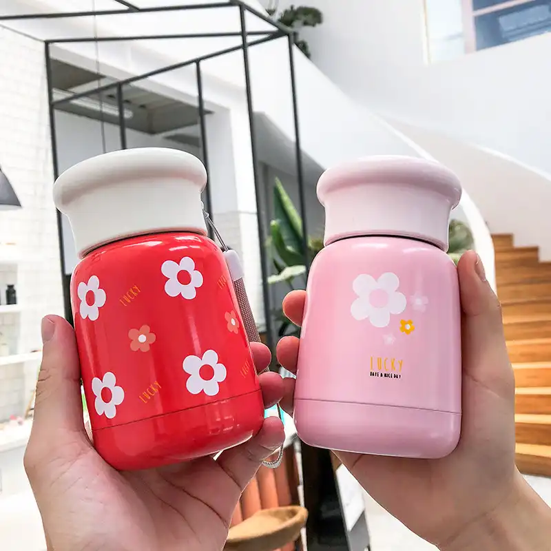 Floral small thermos mug portable vacuum cup